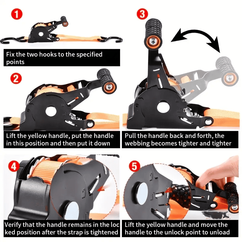 Dynara Retractable Ratchet Strap – Durable & Easy to Use Tie-Down