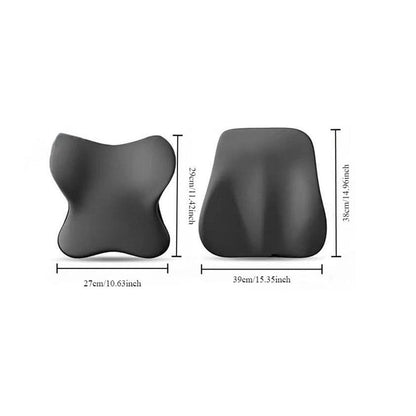 Memory Foam Car Pillow – Lumbar & Headrest Support Set