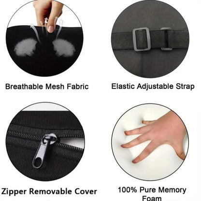 Premium Memory Foam Car Headrest, Neckrest, and Lumbar Pillow Set – Enhance Driving Comfort, Spinal Support, and Fatigue Relief