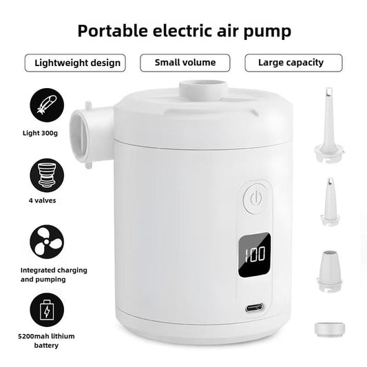 Portable Wireless Air Pump, 5000mA Large Capacity with Long Battery Life, Suitable for Inflatable Beds, Sofas, Mattresses, Compression Bags, Vacuum Bags, and Pools