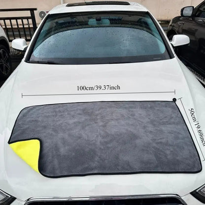 Coral Fleece Car Wash Towel, Super Absorbent, 100cm Long, Ideal for Car Cleaning and Maintenance