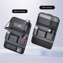 Car Back Seat Organizer – Leather Foldable Tray Design