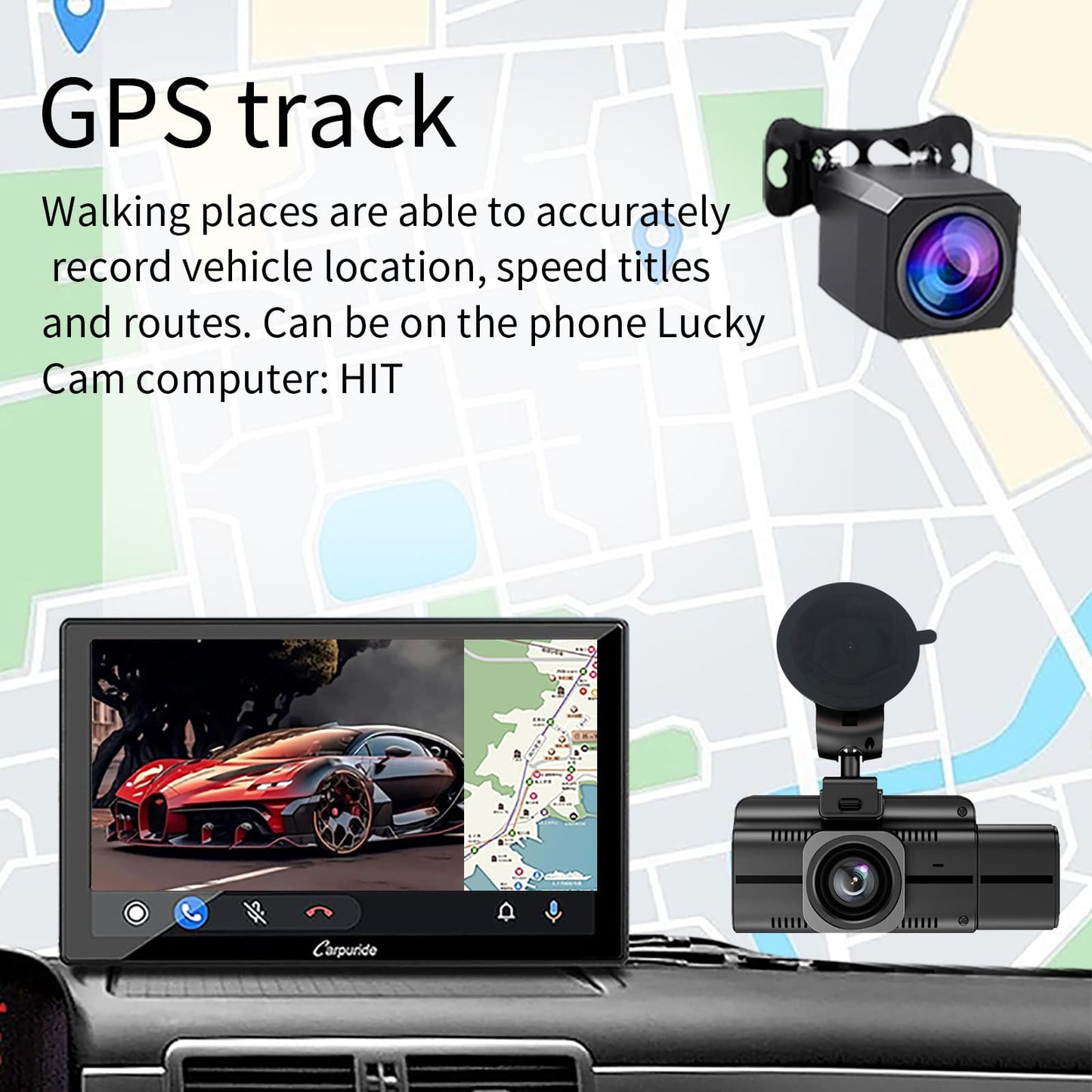 4K 3-Lens Dash Cam with GPS & Night Vision