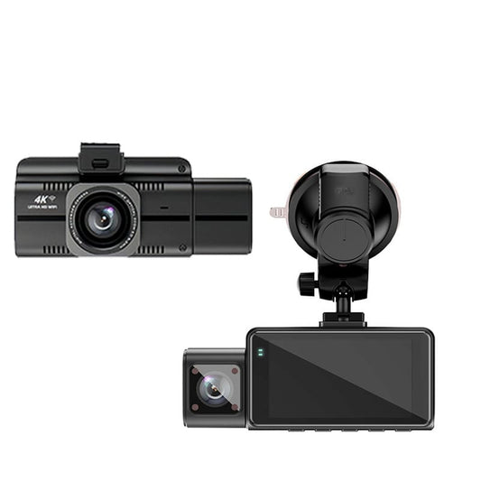 4K 3-Lens Dash Cam with GPS & Night Vision