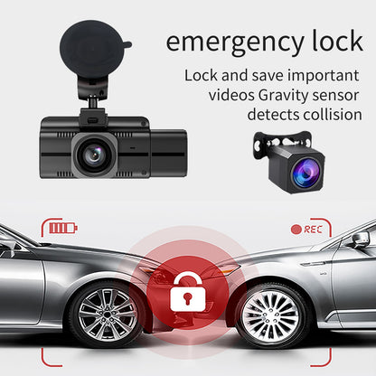 4K 3-Lens Dash Cam with GPS & Night Vision
