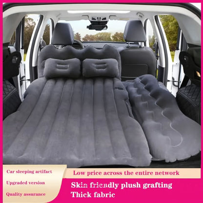Car Inflatable Bed – Velvet Fabric & PVC Back, Comfortable and Convenient Car Mattress for Back Seat and Trunk