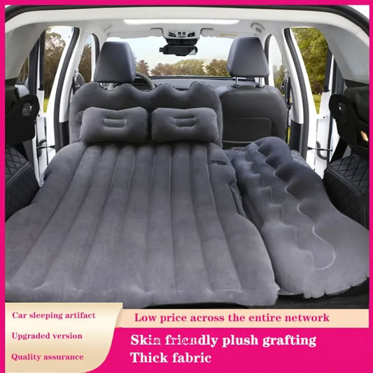 Car Inflatable Bed – Velvet Fabric & PVC Back, Comfortable and Convenient Car Mattress for Back Seat and Trunk