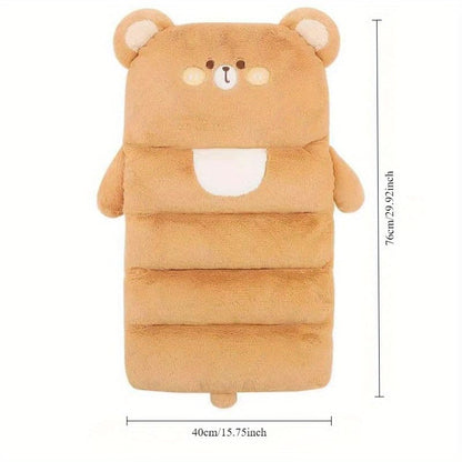 Plush Bear Car Seat Cushion – Cute Fluffy Winter Seat Cover with Soft PP Cotton Filling